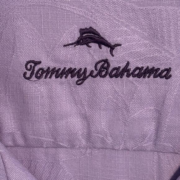 Tommy Bahama Lavender Silk Camp Shirt Mens XL Subtle Tropical Print Button Front - Picture 4 of 9